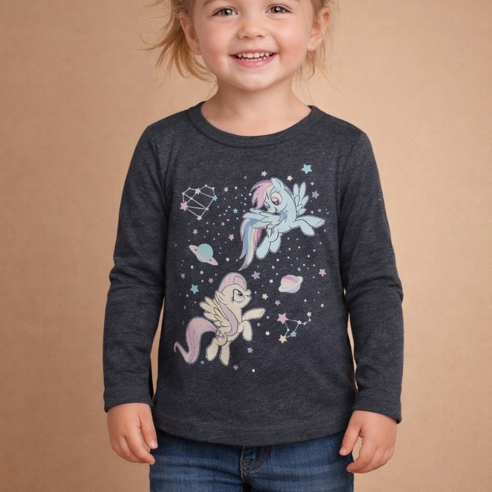 BN) Jumping Beans Girls Long Sleeve Unicorn Space Graphic Tee Size 3T